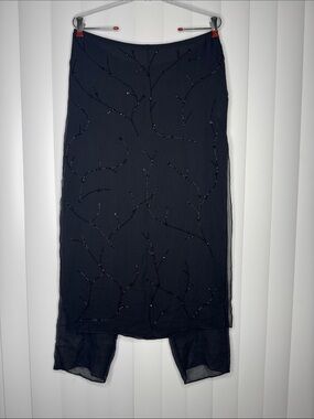 Laundry By Shelli Segal Black Beaded Midi Skirt